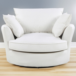 Fairburn Cream Bonded Leather Swivel Cuddle Chair - Size: Single - Artemis Home - Wilko