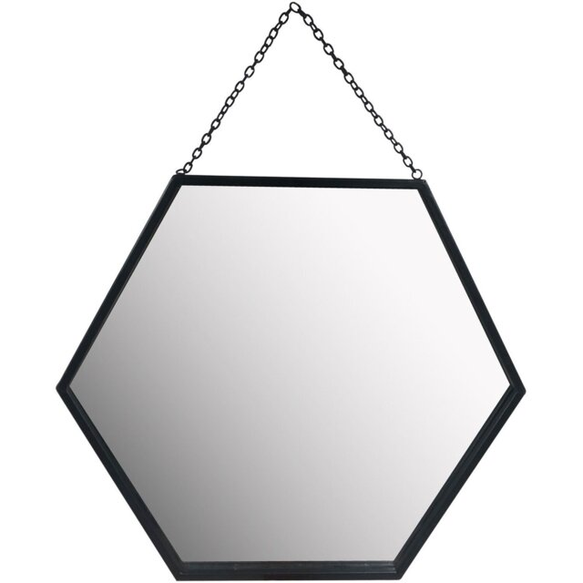 Black Hexagonal Framed Wall Mirror - Size: 43.5 x 38cm - The Port. Co Gallery - Wilko - image 1