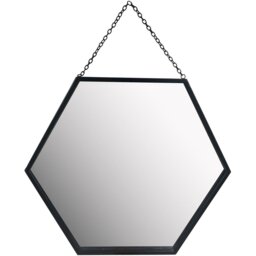 Black Hexagonal Framed Wall Mirror - Size: 43.5 x 38cm - The Port. Co Gallery - Wilko