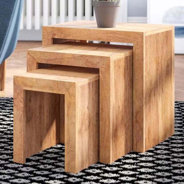 Brooklyn Napoli Toko Light Mango Nest of Tables Set of 3 - Size: 46 x 46 x 30cm - Brown - Wilko - image 1
