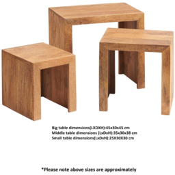 Brooklyn Napoli Toko Light Mango Nest of Tables Set of 3 - Size: 46 x 46 x 30cm - Brown - Wilko - thumbnail 7