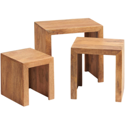 Brooklyn Napoli Toko Light Mango Nest of Tables Set of 3 - Size: 46 x 46 x 30cm - Brown - Wilko - thumbnail 5