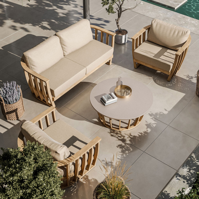 Royalcraft Lucca 5 Seater Acacia Wood Outdoor Lounging Set - Natural - Wilko - image 1