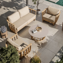 Royalcraft Lucca 5 Seater Acacia Wood Outdoor Lounging Set - Natural - Wilko