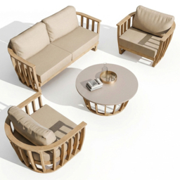 Royalcraft Lucca 5 Seater Acacia Wood Outdoor Lounging Set - Natural - Wilko - thumbnail 3
