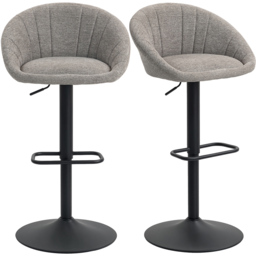 HOMCOM Grey Adjustable Swivel Bar Stool Set of 2 - Wilko - thumbnail 3