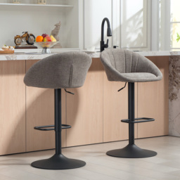 HOMCOM Grey Adjustable Swivel Bar Stool Set of 2 - Wilko - thumbnail 4