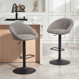 HOMCOM Grey Adjustable Swivel Bar Stool Set of 2 - Wilko - thumbnail 6