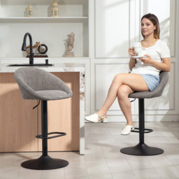 HOMCOM Grey Adjustable Swivel Bar Stool Set of 2 - Wilko - thumbnail 5