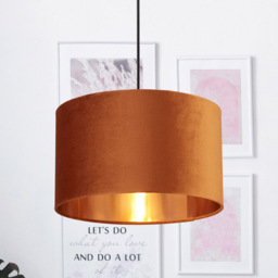Lighting Collection Burnt Orange Copper Inner Velvet Drum Shade 40cm - Size: 24 x 40 x 40cm - Wilko - thumbnail 3