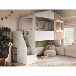 Flair Dreamland White and Oak Play House Staircase Mid Sleeper - Size: Single - Wilko - thumbnail 7