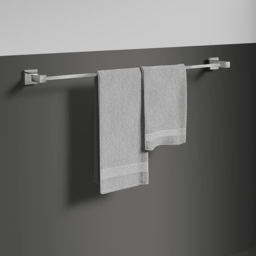 Nes Home Chrome Square Single Towel Rail 605mm - Size: 5.4 x 60.5 x 7cm - Silver - Wilko - thumbnail 3