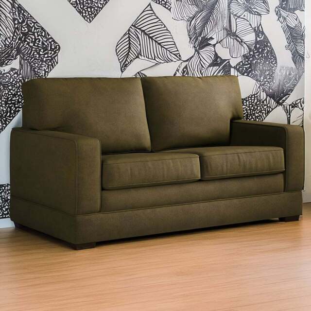 Jay-Be Urban 2 Seater Brushed Twill Hunter Sofa Bed with e-Pocket Mattress - Green - Wilko - image 1