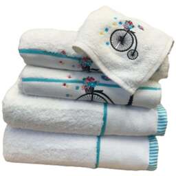 Bellissimo Soft Turkish Cotton White Bicycle Towel Set of 6 - Size: 70 x 120cm - Wilko