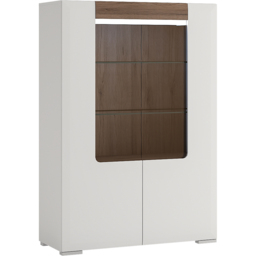Florence Toronto 2 Door White and San Remo Oak Low Glazed Display Cabinet - Furniture To Go - Wilko - thumbnail 3