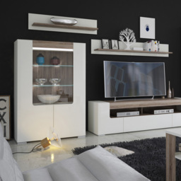 Florence Toronto 2 Door White and San Remo Oak Low Glazed Display Cabinet - Furniture To Go - Wilko - thumbnail 7