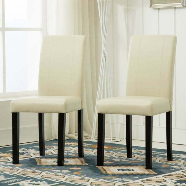 Set of 2 Cream Faux Leather Dining Chair - MCC - Wilko - image 1