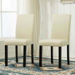 Set of 2 Cream Faux Leather Dining Chair - MCC - Wilko