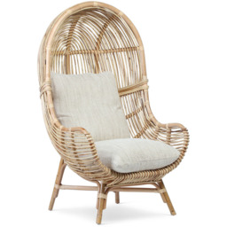 Desser Rattan Loft Egg Chair with Jasper Cushion - Size: Single - Cream - Wilko - thumbnail 3