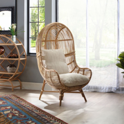 Desser Rattan Loft Egg Chair with Jasper Cushion - Size: Single - Cream - Wilko - thumbnail 6