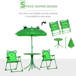 Outsunny Kids Frog Foldable Picnic Dining Set with Parasol - Size: 2 Seater - Green - Wilko - thumbnail 6