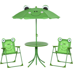 Outsunny Kids Frog Foldable Picnic Dining Set with Parasol - Size: 2 Seater - Green - Wilko - thumbnail 3