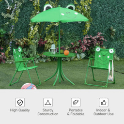 Outsunny Kids Frog Foldable Picnic Dining Set with Parasol - Size: 2 Seater - Green - Wilko - thumbnail 7