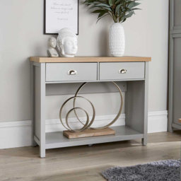 Home Source Avon 2 Drawer Single Shelf Grey Console Table - Size: 76 x 97 x 35cm - Wilko - thumbnail 7