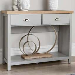 Home Source Avon 2 Drawer Single Shelf Grey Console Table - Size: 76 x 97 x 35cm - Wilko - thumbnail 1