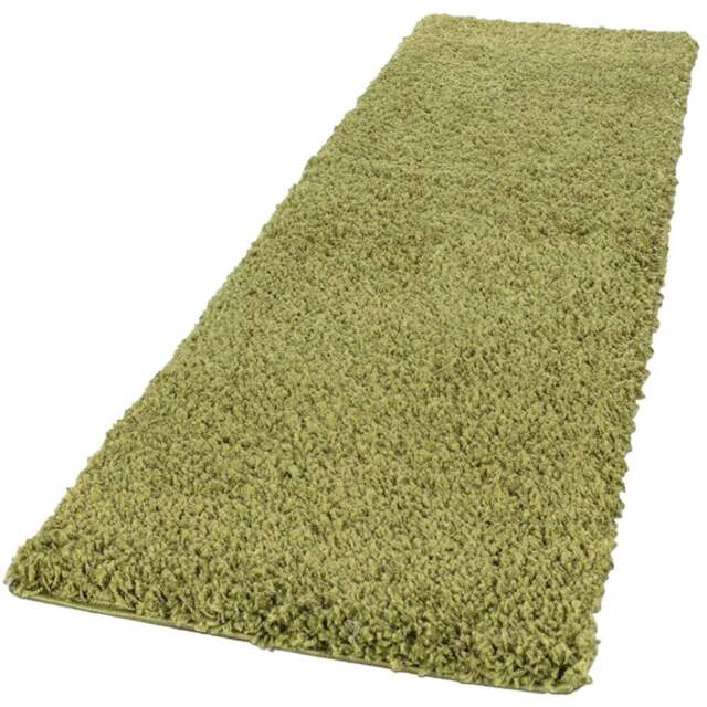 Desire Rugs Oxford Green Plain Shaggy Runner Rug 60 x 220cm - Wilko - image 1