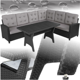 tectake Catania 6 Seater Garden Furniture Set with Cushions - Black - Wilko - thumbnail 3