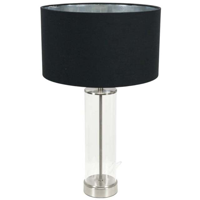 ValueLights Balan Chrome Glass LED Table Lamp with Black and Chrome Lamp Shade - Size: 56 x 35 x 35cm - White - Wilko - image 1