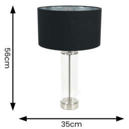 ValueLights Balan Chrome Glass LED Table Lamp with Black and Chrome Lamp Shade - Size: 56 x 35 x 35cm - White - Wilko - thumbnail 5
