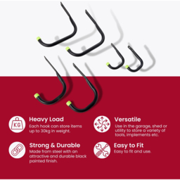 Select Black and Yellow Universal Hook 6 Pack - Size: 19 x 1.7 x 18.5cm - Wilko - thumbnail 6