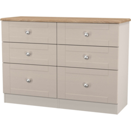 Crowndale Sussex 6 Drawer Kashmir Ash and Bardolino Oak Wide Chest of Drawers Ready Assembled - Kashmir Ash & Bardolino Oak - Wilko - thumbnail 4