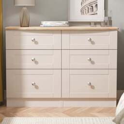 Crowndale Sussex 6 Drawer Kashmir Ash and Bardolino Oak Wide Chest of Drawers Ready Assembled - Kashmir Ash & Bardolino Oak - Wilko - thumbnail 1