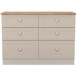 Crowndale Sussex 6 Drawer Kashmir Ash and Bardolino Oak Wide Chest of Drawers Ready Assembled - Kashmir Ash & Bardolino Oak - Wilko - thumbnail 3