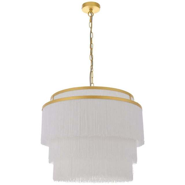 Merano Varese Matt Gold and White 3 Light Pendant Ceiling Light - Size: 50 x 50 x 192cm - Wilko - image 1