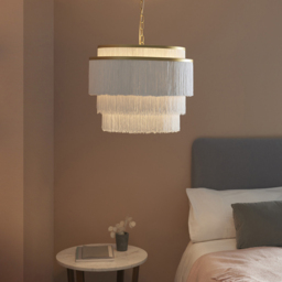 Merano Varese Matt Gold and White 3 Light Pendant Ceiling Light - Size: 50 x 50 x 192cm - Wilko - thumbnail 3