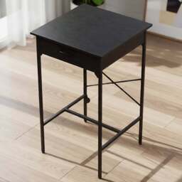 Living and Home Single Drawer Black Bar Table with Built-In Charging Station - Size: 102.5 x 60 x 60cm - Wilko