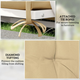 Outsunny 2 Seater Khaki Garden Bench Cushion with Ties 49 x 100cm - Size: 8 x 98 x 100cm - Cream - Wilko - thumbnail 7