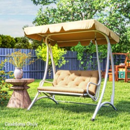 Outsunny 2 Seater Khaki Garden Bench Cushion with Ties 49 x 100cm - Size: 8 x 98 x 100cm - Cream - Wilko - thumbnail 3