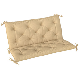 Outsunny 2 Seater Khaki Garden Bench Cushion with Ties 49 x 100cm - Size: 8 x 98 x 100cm - Cream - Wilko