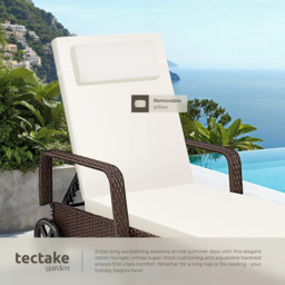 tectake Mixed Brown 6 Level Adjustable Sun Lounger with Soft Pillow and Wheels - Size: 33 x 70 x 200cm - Wilko - thumbnail 4