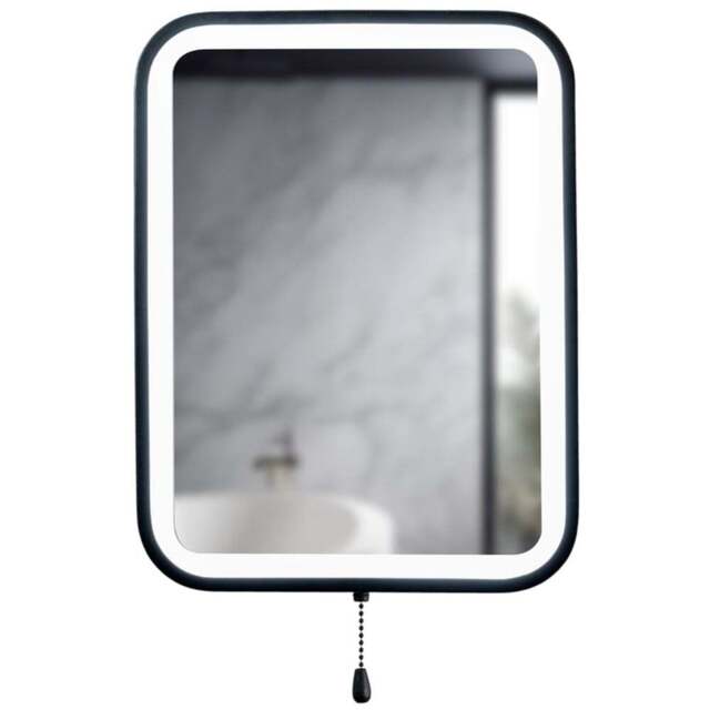 ValueLights Matt Black Rectangle Battery Operated Mirror with Pull Switch - Size: 40 x 30.5 x 3cm - Wilko - image 1