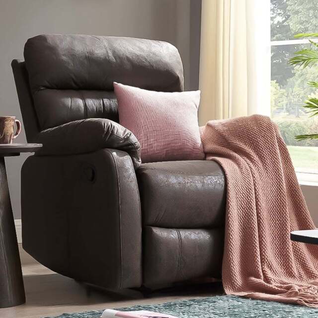 Home Detail Maxwell Brown Air Leather Manual Recliner Armchair - Size: Single - Wilko - image 1