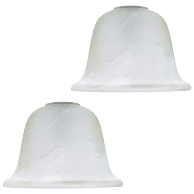 Happy Homewares White Alabaster Glass Shade 2 Pack - Size: 12 x 17 x 17cm - Wilko - image 1