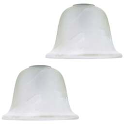 Happy Homewares White Alabaster Glass Shade 2 Pack - Size: 12 x 17 x 17cm - Wilko - thumbnail 1