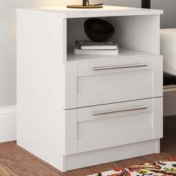 Burford Bedside Table - White - Size: 2 Drawer - Wilko