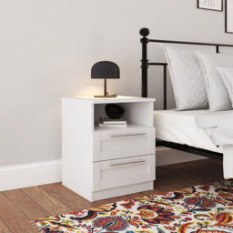 Burford Bedside Table - White - Size: 2 Drawer - Wilko - thumbnail 3